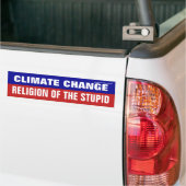 Klimaatverandering is de religie van de stommerik bumpersticker (Op Truck)