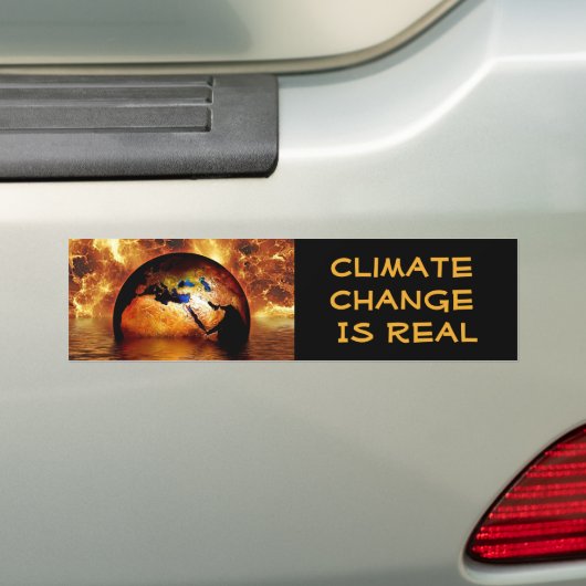 "Klimaatverandering is echt" met de verbrande aard Bumpersticker (Op auto)