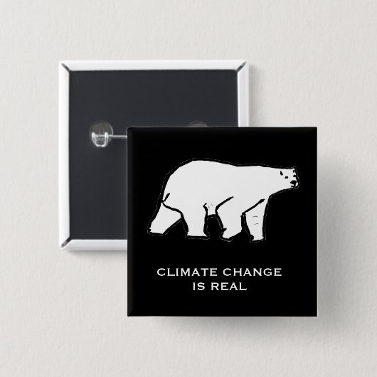 Klimaatverandering is echt vierkante button 5,1 cm (Voorkant /achterkant)