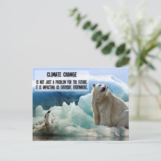 Klimaatverandering met Polar beer Penguin Briefkaart (Staand voorkant)