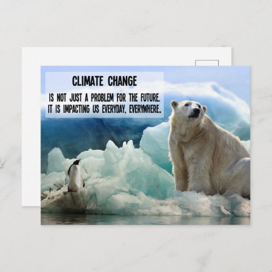 Klimaatverandering met Polar beer Penguin Briefkaart (Voorkant / Achterkant)