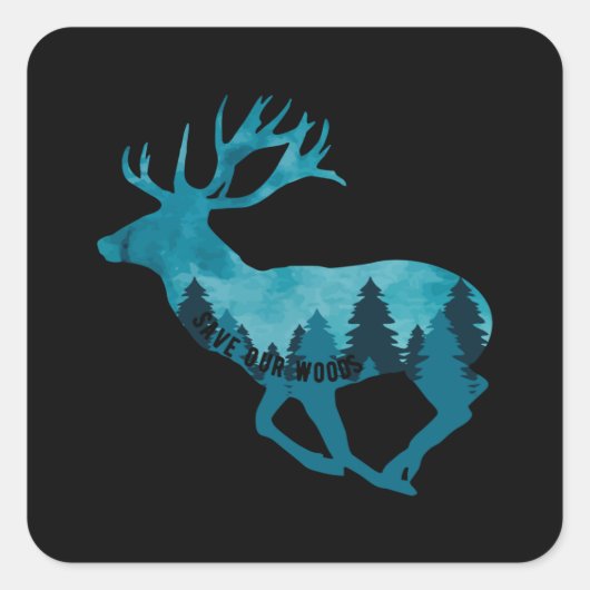 Klimaatverandering Milieubescherming Deer Stad Vierkante Sticker (Voorkant)