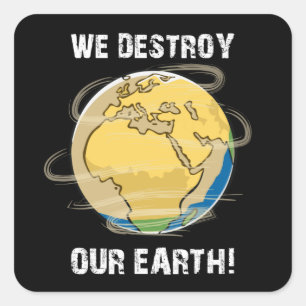 Klimaatverandering Toekomstige CO2-planeet Aarde Vierkante Sticker