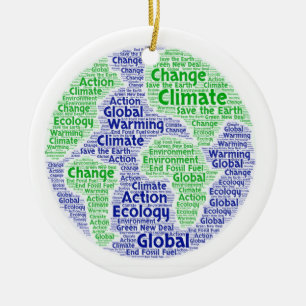 Klimaatverandering woordkunst keramisch ornament