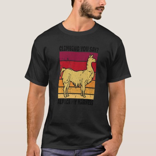Klimaatverandering zeg je Alpaca Mijn Harness 3 T-shirt (Voorkant)