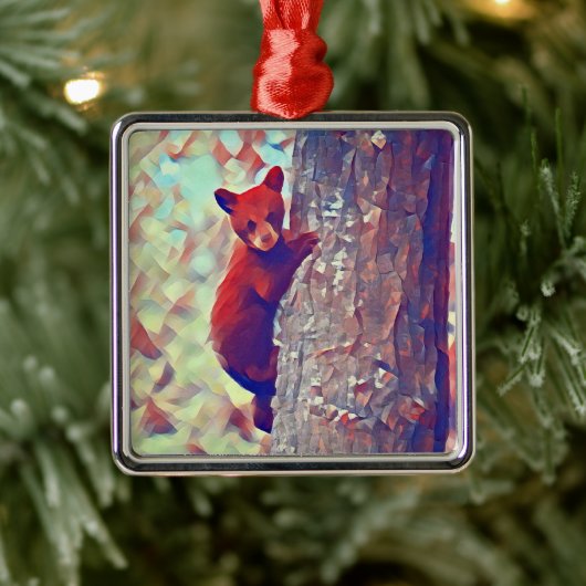 klimboom met beren kubus metalen ornament (Boom)