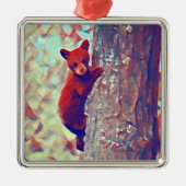 klimboom met beren kubus metalen ornament (Voorkant)
