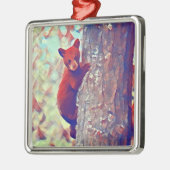 klimboom met beren kubus metalen ornament (Links)