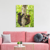 Klimboom met zwarte Beren Canvas Afdruk (Insitu (Woonkamer))