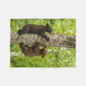 Klimboom met zwarte Beren Fleece Deken (Voorkant (Horizontaal))