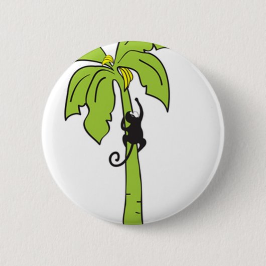 Klimboom op aap ronde button 5,7 cm (Voorkant)