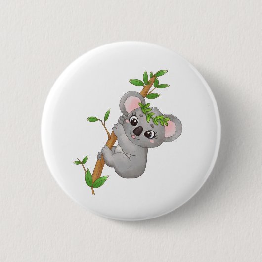 Klimboom van Cute koala Ronde Button 5,7 Cm (Voorkant)
