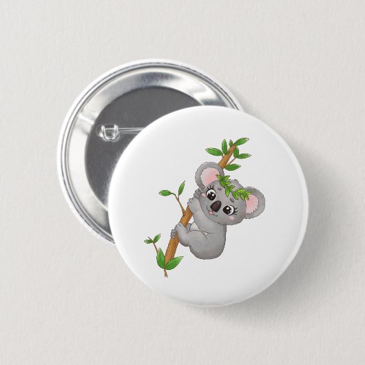 Klimboom van Cute koala Ronde Button 5,7 Cm (Voorkant /achterkant)