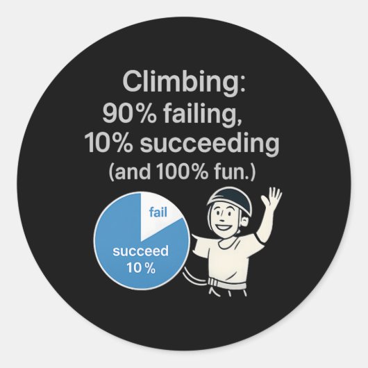 Klimcirkeldiagram 90% Mislukt 10% Wint Pret Grafie Ronde Sticker (Voorkant)