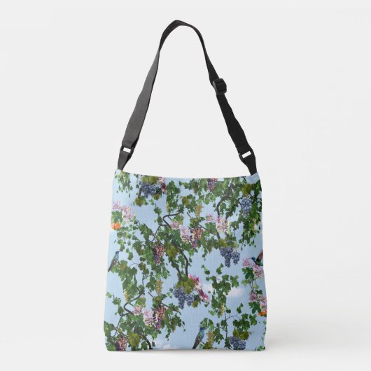 Klimende druiven en honingauzen bloemen crossbody tas (Achterkant)