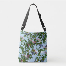 Klimende druiven en honingauzen bloemen crossbody tas