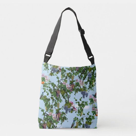 Klimende druiven en honingauzen bloemen crossbody tas (Voorkant)