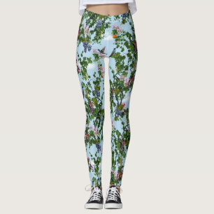 Klimende druiven en honingauzen bloemen leggings