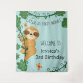 Klimluiaard Jungle Verjaardagsfeest Tapijt Wandkleed (Voorkant)