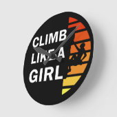 Klimmen als een meisje rotsklimmen vrouw ronde klok (Hoek)