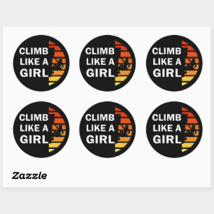 Klimmen als een meisje rotsklimmen vrouw ronde sticker