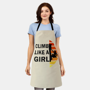 Klimmen als een meisje rotsklimmen vrouw schort