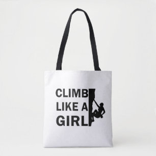 Klimmen als een meisje rotsklimmen vrouw tote bag