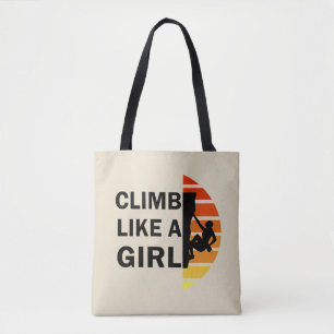 Klimmen als een meisje rotsklimmen vrouw tote bag
