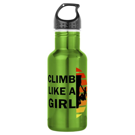 Klimmen als een meisje rotsklimmen vrouw waterfles (Voorkant)