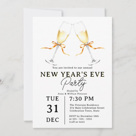 Klimmen Champagneglazen Oudejaarsfeest Kaart (Voorkant)