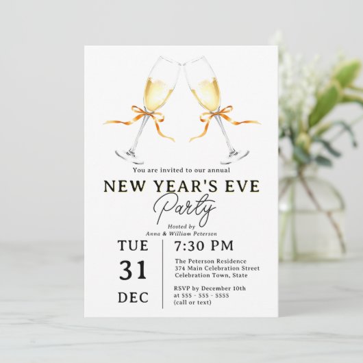 Klimmen Champagneglazen Oudejaarsfeest Kaart (Staand voorkant)
