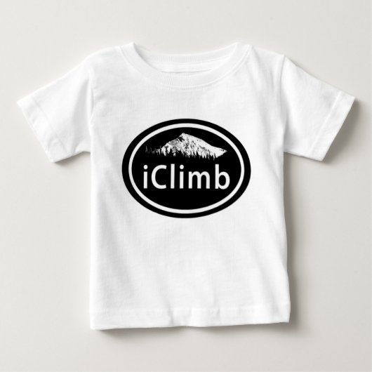 Klimmen "iClimb" Ovaal Mountain Label Baby T-shirt (Voorkant)