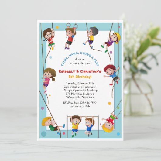 Klimmen Kinder uitnodiging (Staand voorkant)