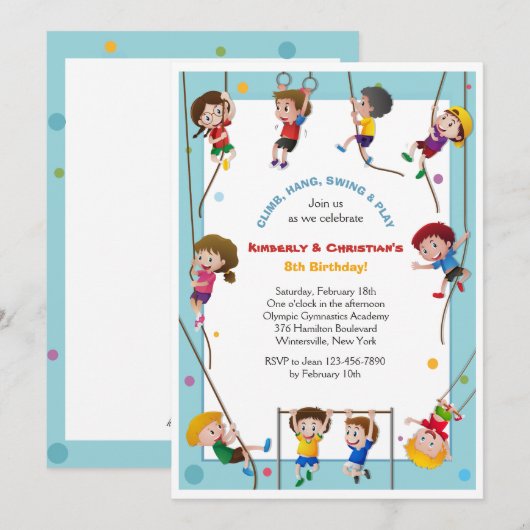 Klimmen Kinder uitnodiging (Voorkant / Achterkant)