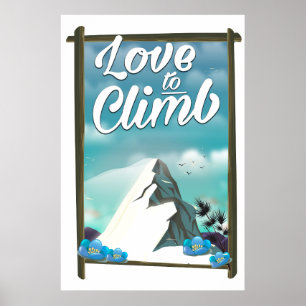 Klimmen met liefde vintage reisposter poster