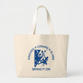 Klimmen op rotsen- knijpen, krimpen, plakken- bren grote tote bag