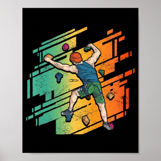 Klimmen van de Retro Rock in de Bouldering-bergbek Poster (Voorkant)