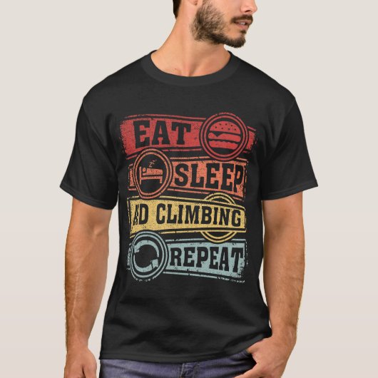 Klimmen van Eat Sleep Aid Herhalen T-shirt (Voorkant)