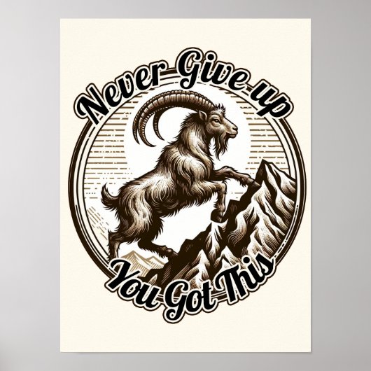 Klimmende Berggeit Steenbok Geboortedag Dierenriem Poster (Voorkant)