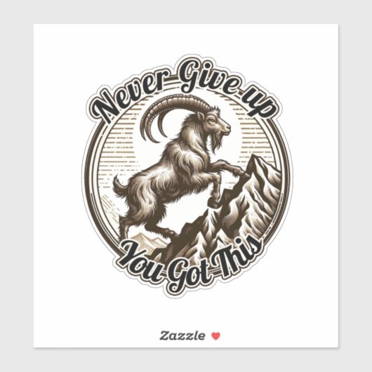 Klimmende Berggeit Steenbok Geef Nooit Op Sticker (Vel)