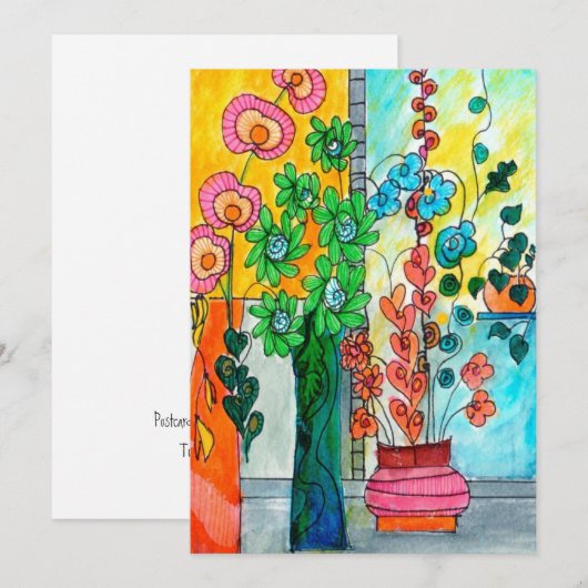 Klimmende Bloemen Aquarel Kaart (Voorkant / Achterkant)