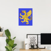 Klimmende draak van goud poster (Thuiskantoor)