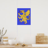 Klimmende draak van goud poster (Keuken)