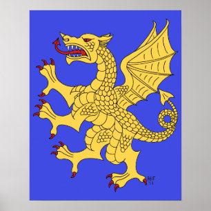 Klimmende draak van goud poster