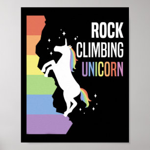 Klimmende Eenhoorn Grappige Regenboog Klimmer T-sh Poster