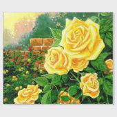 Klimmende gele rozen Verpakkingspapier Cadeaupapier (Vlak)