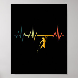 Klimmende Hartslag Retro Klimsport Ecg Klimmer Poster