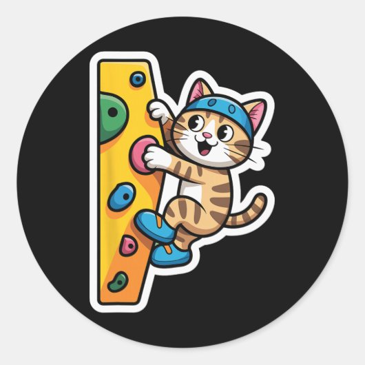 Klimmende Kat Bouldering Muur Meme Ronde Sticker (Voorkant)