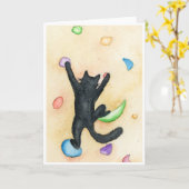 Klimmende Kat Kaart (Gele Bloem)