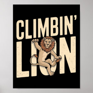 Klimmende Leeuw - Grappige Klimmer Poster